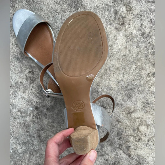 Lucky Brand  Silver Ankle Strap Heels, Size 7 - Picture 9 of 13